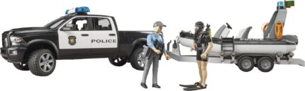 Pick-ip DODGE RAM POLICE avec remorque, bateau pneumatique et 2 figurines – Image 3
