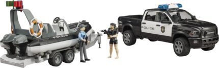 Pick-ip DODGE RAM POLICE avec remorque, bateau pneumatique et 2 figurines – Image 4