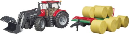 Tracteur CASE IH Optum avec chargeur et remorque à balles – Image 3