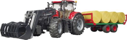 Tracteur CASE IH Optum avec chargeur et remorque à balles – Image 4