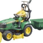 Tondeuse de jardin JOHN DEERE avec remorque et accessoires