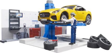 Atelier de réparation automobile avec figurine, Voiture et accessoires – Image 3