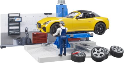 Atelier de réparation automobile avec figurine, Voiture et accessoires – Image 4
