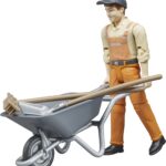 Personnage de chantier avec brouette et accessoires