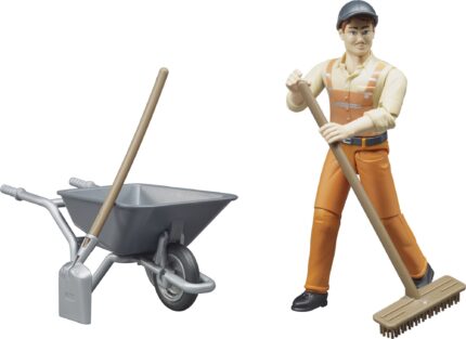 Personnage de chantier avec brouette et accessoires – Image 3