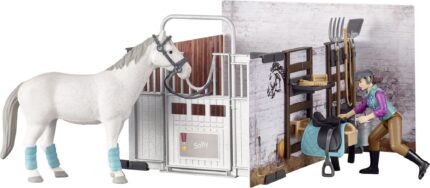Box à cheval avec cavalière, cheval et accessoires – Image 3