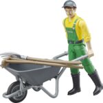 Personnage de ferme  avec brouette et accessoires
