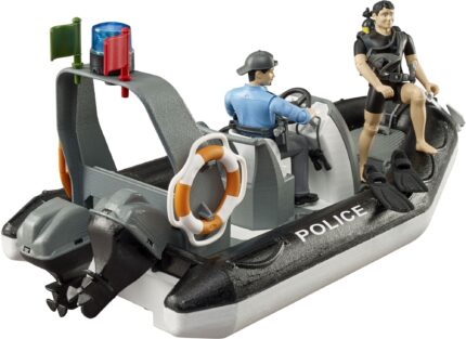 Bateau pneumatique POLICE avec 2 figurines et accessoires – Image 3