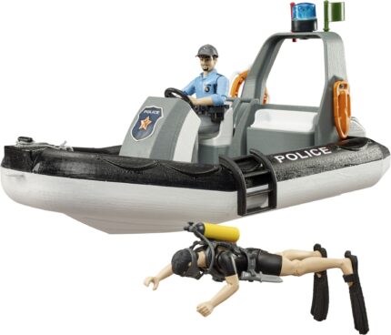Bateau pneumatique POLICE avec 2 figurines et accessoires – Image 4