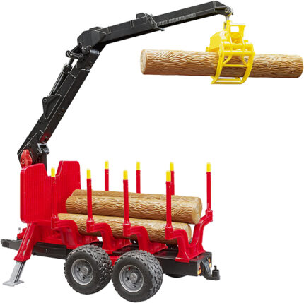 Remorque forestière avec grue et 4 bûches – Image 3