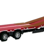 Remorque porte-engins 3 essieux NOOTEBOOM avec rampes planché bois rouge